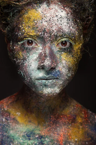 Woman with unusual paint make-up — Stock Photo, Image