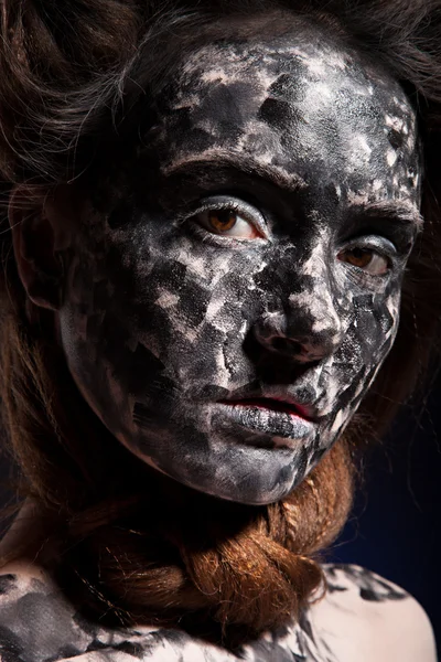 Mulher preto rosto arte — Fotografia de Stock