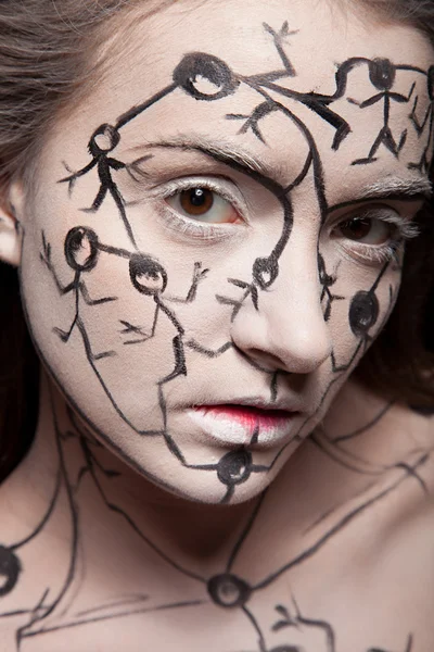सर्जनशील चेहरा कला असलेली स्त्री — स्टॉक फोटो, इमेज