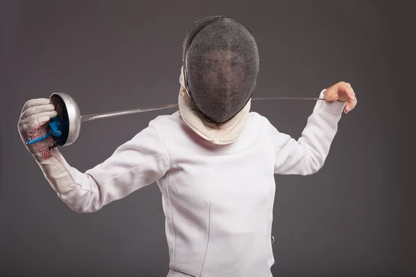 Beautiful fencer girl — Stock Photo, Image