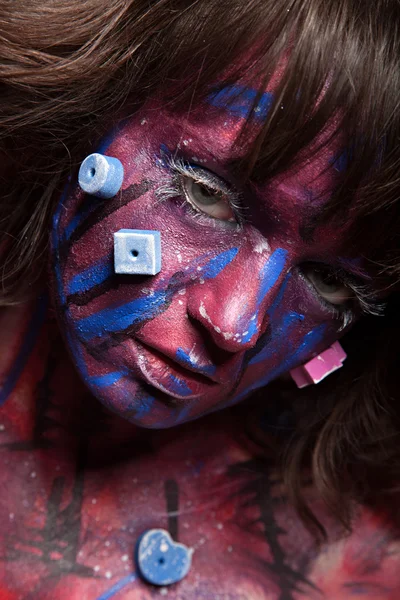 Menina com arte de moda brilhante compõem — Fotografia de Stock