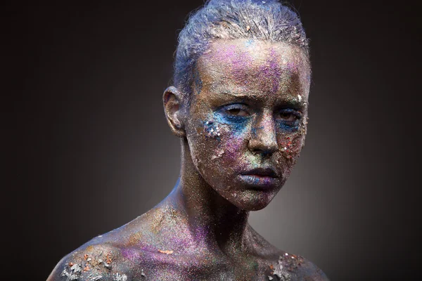 Sıradışı boyama makyaj kadınla — Stok fotoğraf
