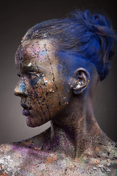 Woman with unusual paint make-up — Stock Photo, Image