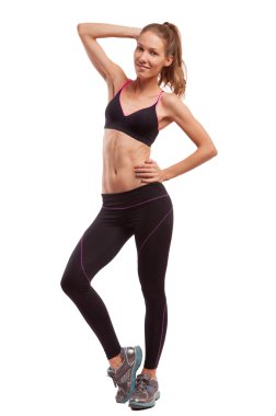 Spor kız stüdyoda poz