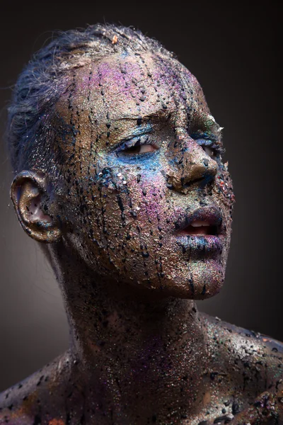 Woman with unusual paint make-up — Stock Photo, Image