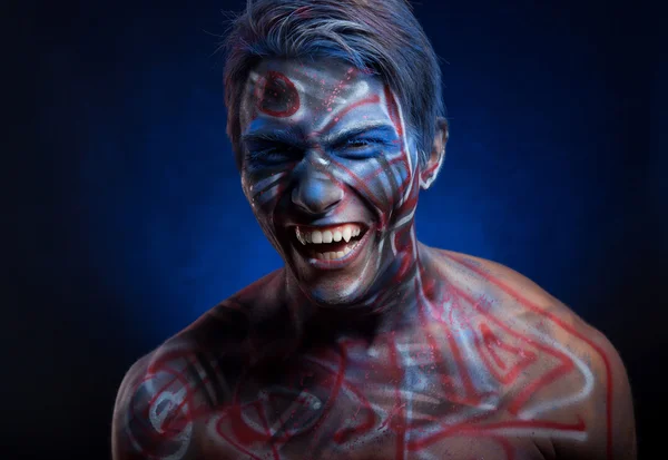 Halloween man with bloody face art — Stock Photo, Image