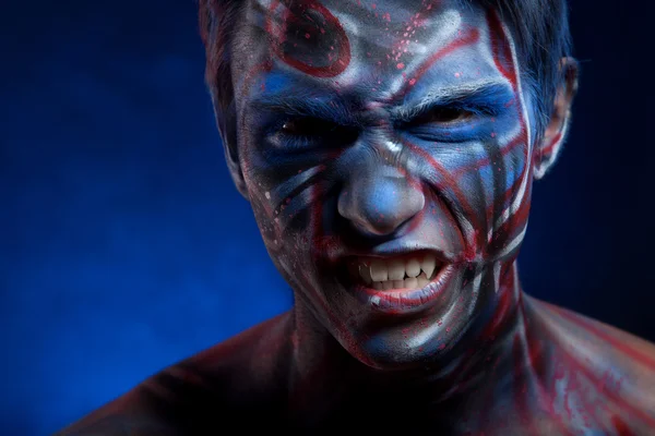 Halloween man with bloody face art — Stock Photo, Image