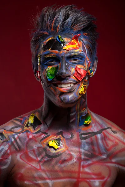 Halloween man with bloody face art — Stock Photo, Image