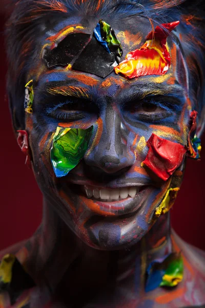 Halloween man met bloedige gezicht kunst — Stockfoto