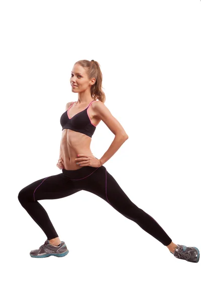 Girl doing yoga stretching exercise — Stock Photo, Image