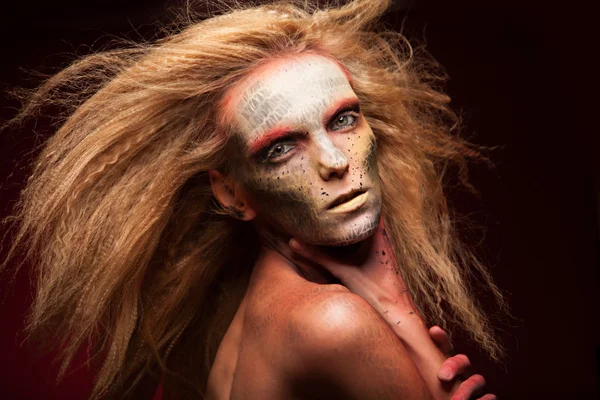 Girl with Golden Makeup — Stock Photo, Image