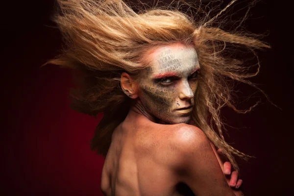 Girl with Golden Makeup — Stock Photo, Image