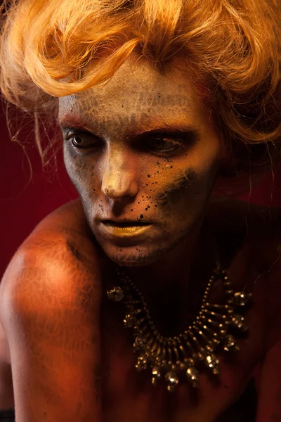 Girl with Golden Makeup — Stock Photo, Image