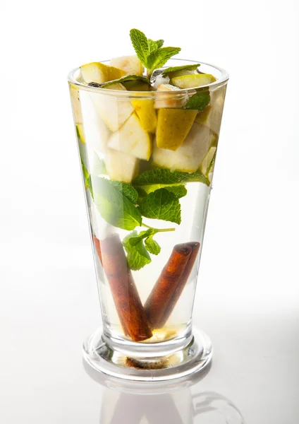 stock image Tea with cinnamon, apples and mint