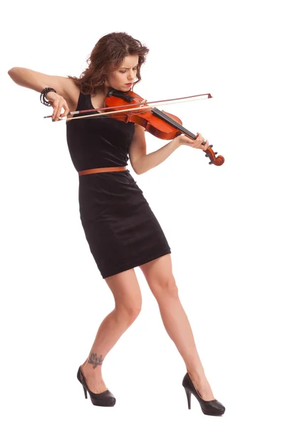 Krásná žena s housle — Stock fotografie