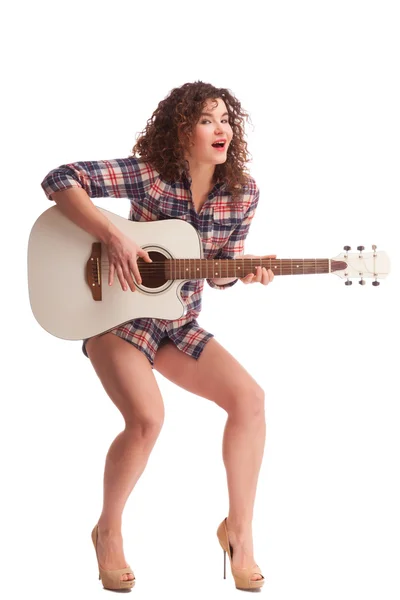 Young female musician with guitar — Stock Photo, Image