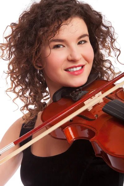 Schöne Frau mit Geige — Stockfoto