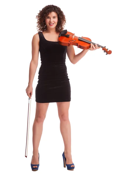 Bela mulher com violino — Fotografia de Stock