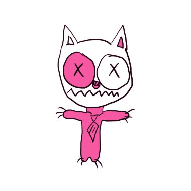 kedi düğme gözlü doodle