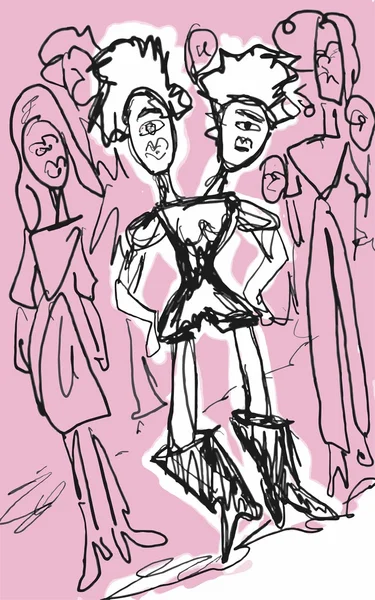 Doodle szkic dziewczyny streszczenie — Zdjęcie stockowe