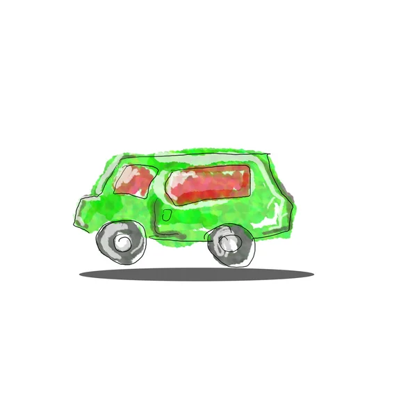 Akvarel ruky nakreslené auto — Stock fotografie