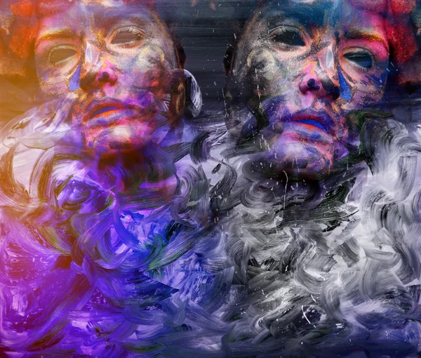 maskeleri expressionistic arka plan üzerinde
