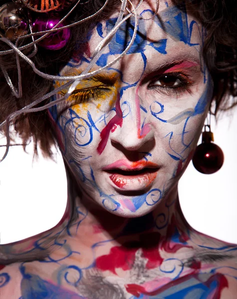 Fashion woman color face art — Stock Photo, Image