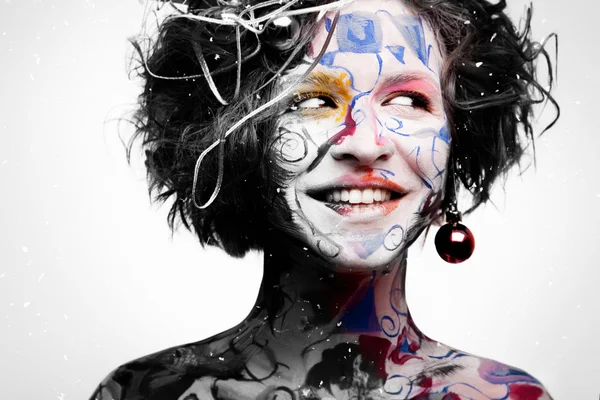 Mode Frau Farbe Gesicht Kunst — Stockfoto