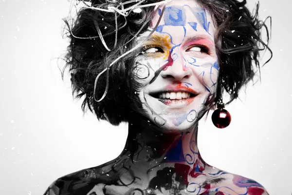 Fashion woman color face art — Stock Photo, Image