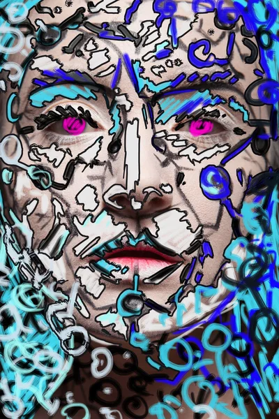 abstract beautiful cartoon  woman face