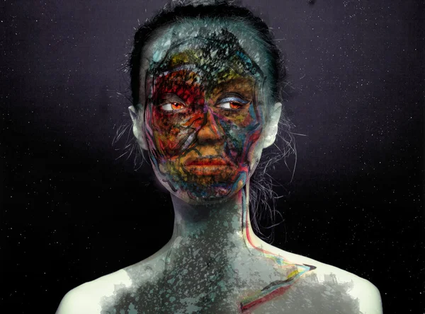 Mujer con cara pintada — Foto de Stock