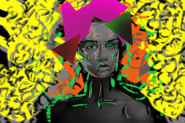 abstract beautiful cartoon  woman face