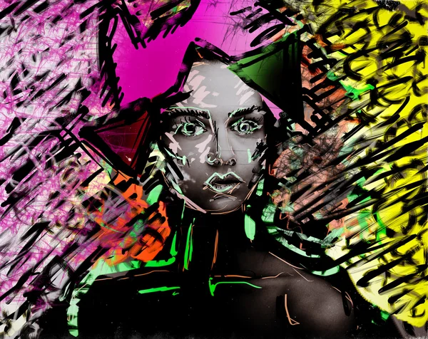 abstract beautiful cartoon  woman face