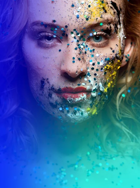 Divat nő színes arc art — Stock Fotó