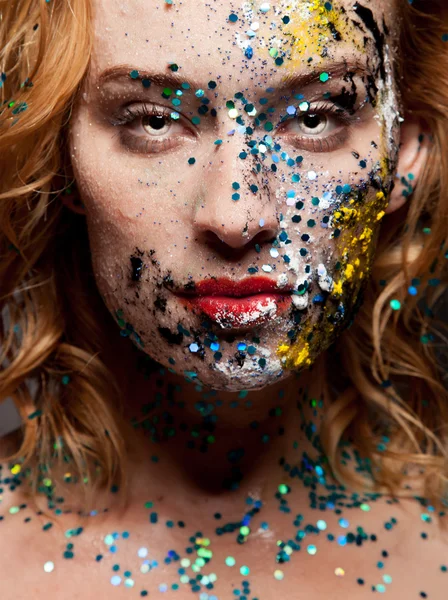 Mode Frau Farbe Gesicht Kunst — Stockfoto