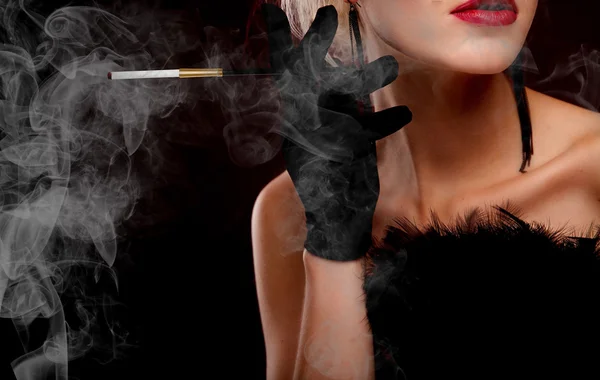 Blond woman with a cigarett — Stock Photo, Image