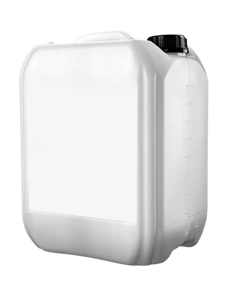 Plastic jerrycan geïsoleerd op witte achtergrond. — Stockfoto