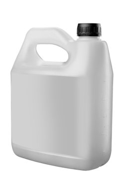 Beyaz arkaplanda izole edilmiş plastik bidon.