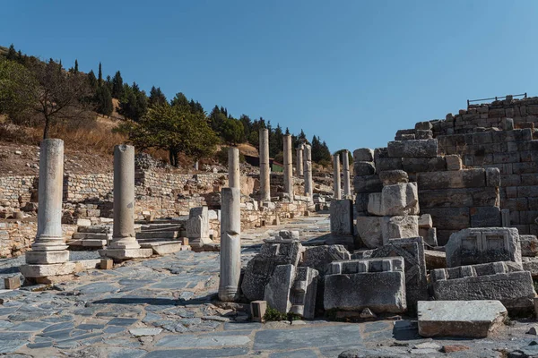 Zříceniny Starověkém Řeckém Městě Efesus Nebo Efes Pobřeží Ionia Moře — Stock fotografie