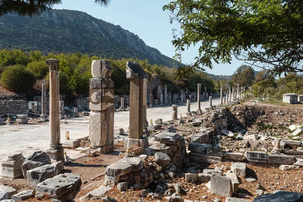 Zříceniny Starověkém Řeckém Městě Efesus Nebo Efes Pobřeží Ionia Moře — Stock fotografie