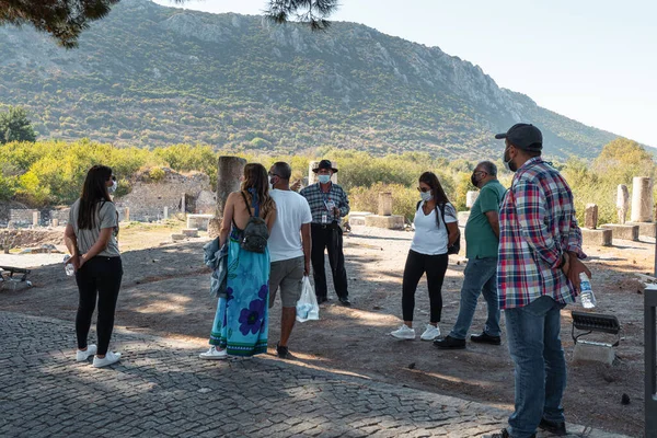 Exkursionen Während Der Quarantäne Der Türkei Touristen Medizinischen Masken — Stockfoto