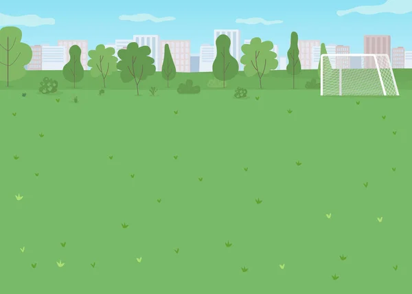 Parque Urbano Ilustración Vectorial Color Plano Fútbol Gol Campo Para — Vector de stock