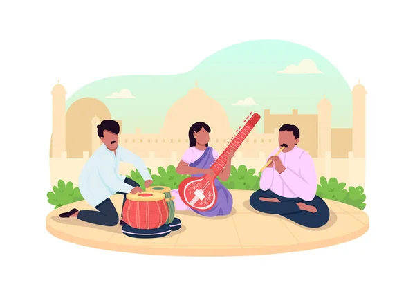 Ινδική Παραδοσιακή Μουσική Vector Web Banner Αφίσα Μουσική Παράσταση Τελετής — Διανυσματικό Αρχείο