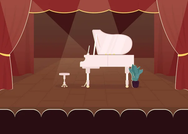 Concert Piano Illustration Vectorielle Couleur Plate Scène Avec Instrument Musique — Image vectorielle