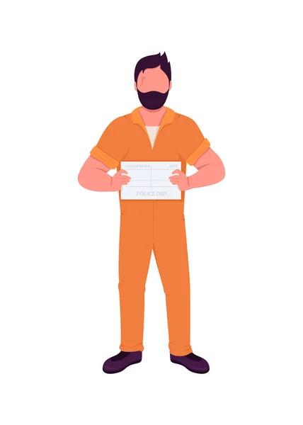 Prisonnier Couleur Plate Vecteur Caractère Sans Visage Une Punition Légale — Image vectorielle