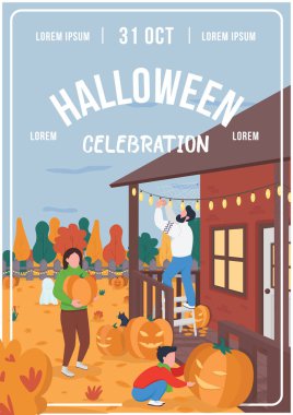 Cadılar Bayramı için poster düz vektör şablonu