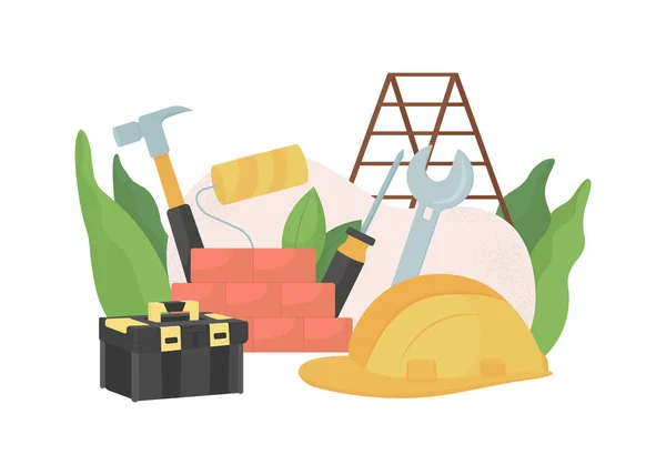 Construction and house improvement flat concept vector illustration — Stock Vector