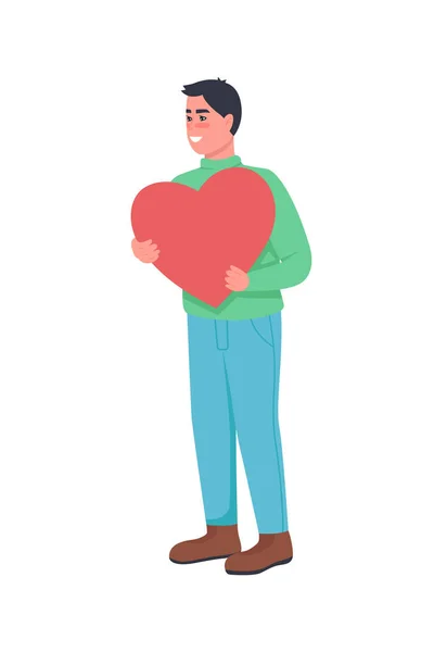 Hombre Enamorado Corazón Plano Vector Color Personaje Detallado Expresando Afecto — Vector de stock