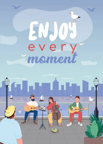 Enjoy Every Moment Flat Vector Template Living Your Best Life — Stock Vector