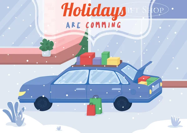 Holidays are coming poster flat vector template — Stock Vector